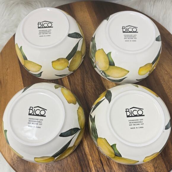 Bico Lemon Dreams Ceramic Bowls Set of 4, 26oz, NIB - Picture 7 of 8